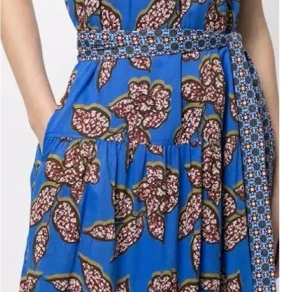 NWT Alexis Joyette Halter Blue and Brown Floral Maxi Dress - Picture 2 of 10